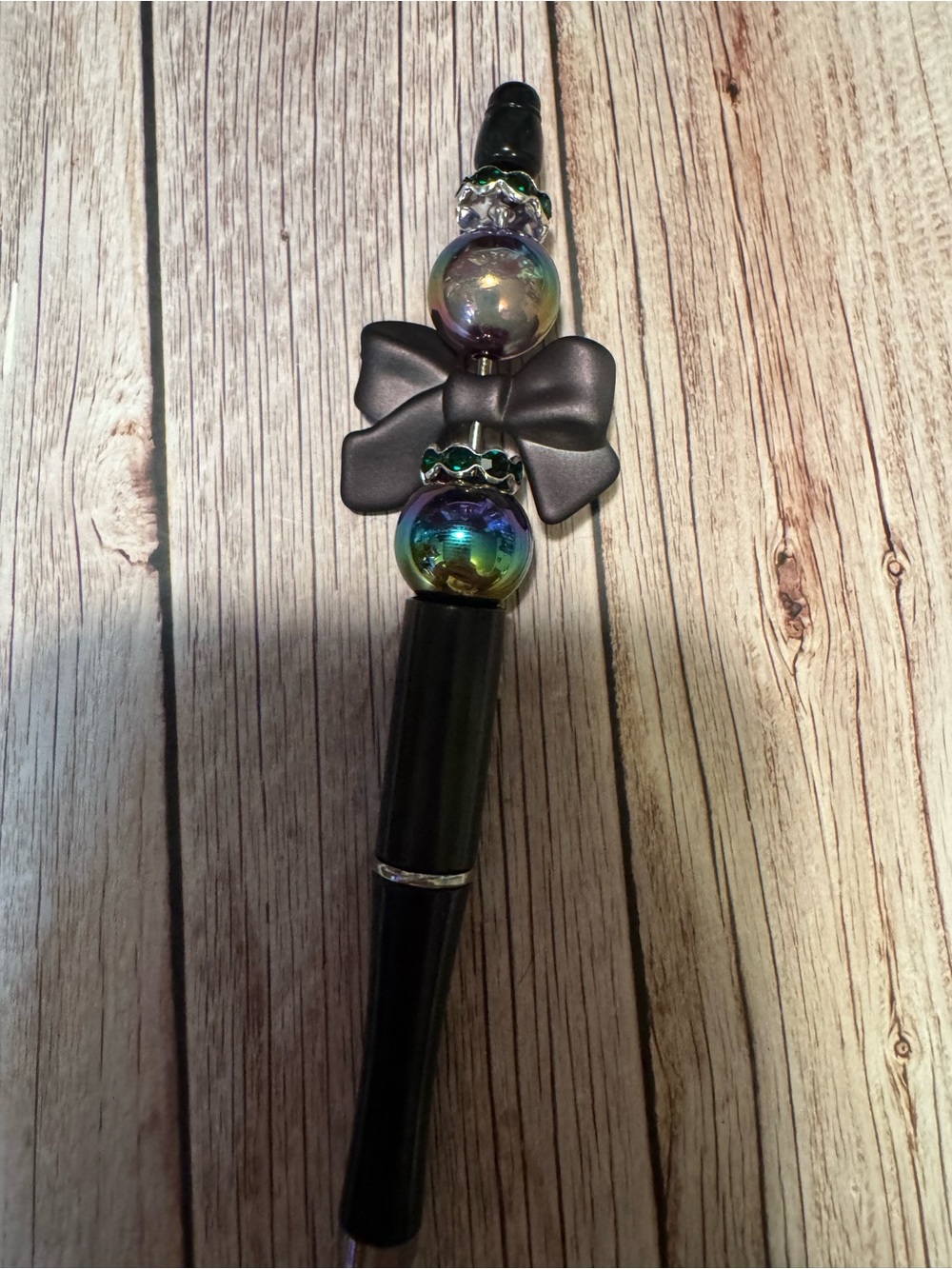 Black Bow Decorative Home Accent with Iridescent Beads